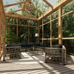 vidaXL 10-delige Loungeset met kussens poly rattan grijs, Meer dan 8 zitplaatsen, Nieuw, Loungeset, Verzenden