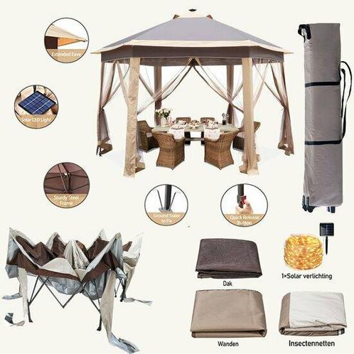 Easy Popup - Partytent - Creme 330 x 330 - Insectvrij Key..., Tuin en Terras, Overige Tuin en Terras, Verzenden