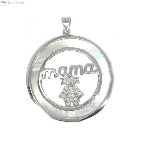 Zilveren parelmoer mama moeder kind hanger, Sieraden, Tassen en Uiterlijk, Kettinghangers, Nieuw, Verzenden