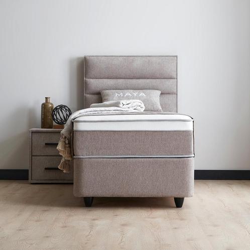 Opberg Boxspring Alanya - Taupe - Taupe - 90x200 cm, Huis en Inrichting, Slaapkamer | Boxsprings, Nieuw, Verzenden