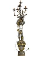 Candelabra vloerlamp - Metaal, Hout - Staande lamp van, Antiek en Kunst