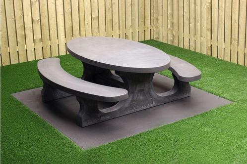 Rockwood® Betonnen Picknickset Antraciet-Beton Ovaal 2.10m, Tuin en Terras, Picknicktafels, Nieuw, Hout, Rechthoekig, Ophalen of Verzenden