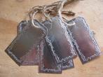 Metalen label te beschrijven, 7x3, 5cm, met jute 6st, Ophalen of Verzenden, Nieuw