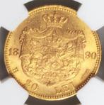 Roemenië. Carol I. 20 Lei 1890. In NGC Slab AU 58, Postzegels en Munten, Munten | Europa | Niet-Euromunten