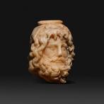 Oud-Romeins Albast Serapis Hoofd. 1e - 2e eeuw na Christus.