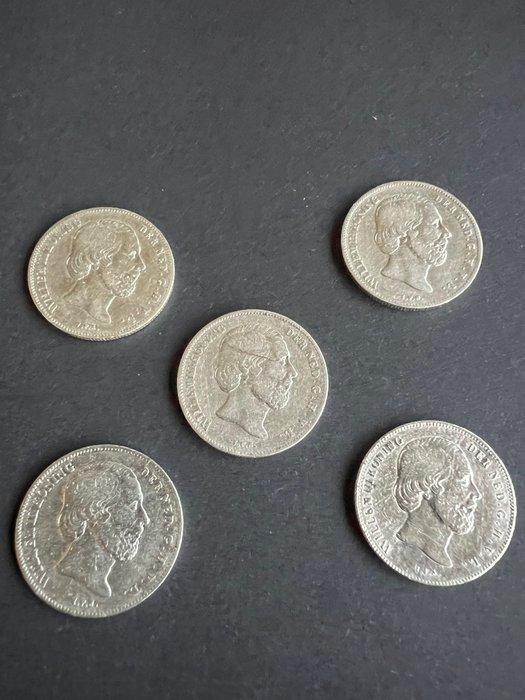 Nederland. Willem III. 1/2 Gulden 1857/1863, 4 stuks (Zonder, Postzegels en Munten, Munten | Nederland