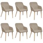 vidaXL Eetkamerstoelen 6 st stof en massief eikenhout beige, Verzenden, Nieuw