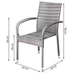 Polyrattan Stapelstoel Comfort Set van 4 kleur Grijs, Tuin en Terras, Verzenden, Nieuw