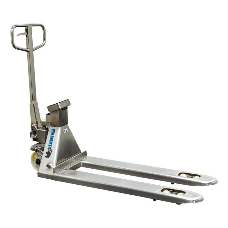 MAMMUTH palletwagen met weegschaal RVS 2500 Kg 115cm, Doe-het-zelf en Verbouw, Palletwagens en Pompwagens, Nieuw, Verzenden