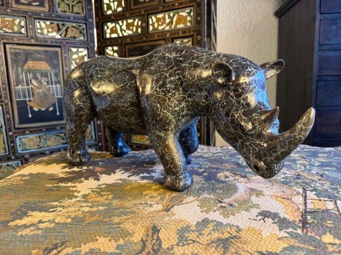 sculptuur, Imposante Neushoorn - 26 cm - Brons, Antiek en Kunst, Curiosa en Brocante