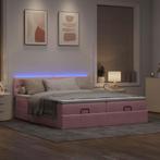 vidaXL Bedframe met matrassen 180x200cm fluweel roze, Huis en Inrichting, Slaapkamer | Bedden, Eenpersoons, Verzenden, Nieuw, 80 cm