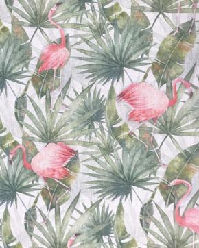 Katoen/Polyester Tropical Flamingo, Hobby en Vrije tijd, Stoffen en Lappen, Overige kleuren, Nieuw