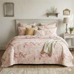BA166 - Sprei met bloemenprint - met omrande randen –