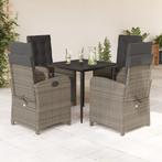 vidaXL 5-delige Tuinset met kussens poly rattan grijs, 4 zitplaatsen, Nieuw, Tuinset, Verzenden