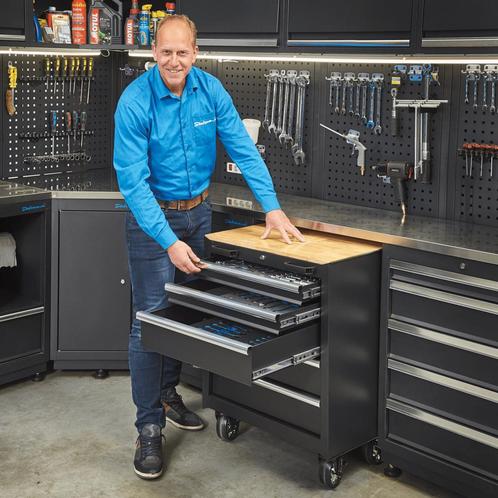 Datona Gereedschapswagen 5 laden met houten werkblad -, Doe-het-zelf en Verbouw, Gereedschapskisten, Nieuw, Ophalen of Verzenden