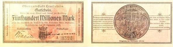 Duitsland 500 Millionen Mark Crailsheim 1923 Notgeld gebr..., Postzegels en Munten, Munten | Nederland, Verzenden