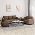 vidaXL 3-delige Loungeset met kussens stof bruin, Huis en Inrichting, Banken | Bankstellen, Verzenden, 150 tot 200 cm, Nieuw, Stof