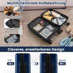 Reiskoffer met wielen - Handbagage - 38L - Blauw - COSTWAY, Sieraden, Tassen en Uiterlijk, Koffers, Verzenden, Zo goed als nieuw