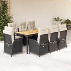 vidaXL 9-delige Tuinset poly rattan zwart, Tuin en Terras, Nieuw, 8 zitplaatsen, Tuinset, Verzenden