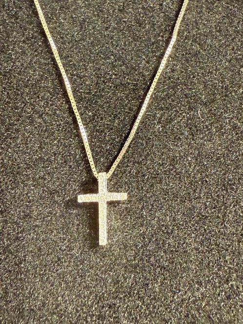 Ketting met hanger - 18 karaat Witgoud - 0.08ct. tw. Diamant, Sieraden, Tassen en Uiterlijk, Antieke sieraden