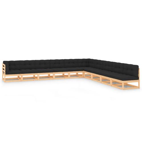 vidaXL 10-delige Loungeset met antracietkleurige kussens, Tuin en Terras, Tuinsets en Loungesets, Loungeset, Nieuw, Verzenden