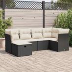 vidaXL 6-delige Loungeset met kussens poly rattan zwart, 6 zitplaatsen, Nieuw, Loungeset, Verzenden