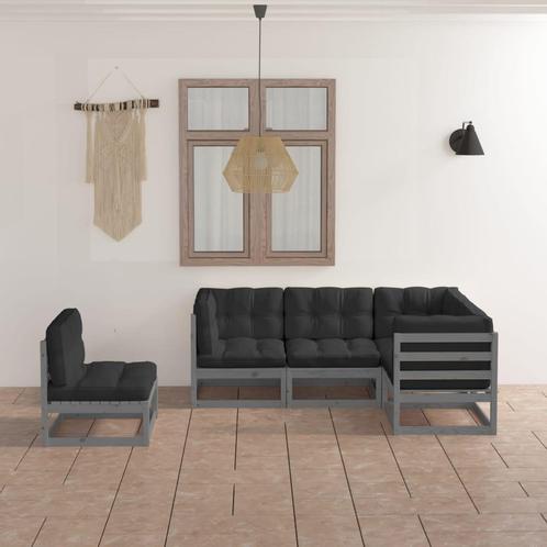 vidaXL 5-delige Loungeset met kussens massief grenenhout, Tuin en Terras, Tuinsets en Loungesets, Loungeset, Nieuw, Verzenden