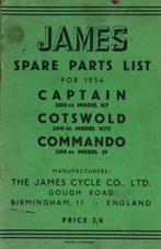 1954 James Spare Parts List - Captain - Cotswold - Commando, Motoren, Overige merken