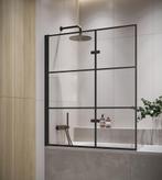 Badwand Berkan 120 x 140 cm Zwart Badscherm Draaibaar 5 mm, Verzenden, Nieuw, Bad