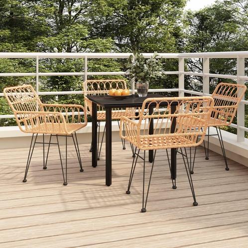 vidaXL 5-delige Tuinset poly rattan, Tuin en Terras, Tuinsets en Loungesets, Tuinset, Nieuw, 4 zitplaatsen, Rotan, Verzenden