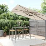 vidaXL Bartafel met glazen blad 180x70x110 cm poly rattan, Tuin en Terras, Verzenden, Nieuw