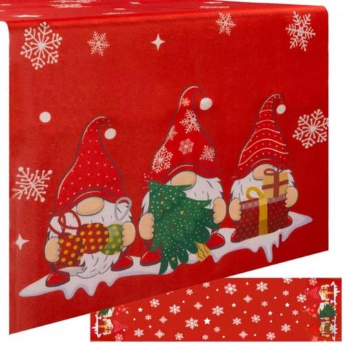 Ruhhy Kerstloper 220x40cm - Rood met Sneeuwvlokken en Kab..., Diversen, Kerst, Nieuw, Ophalen of Verzenden