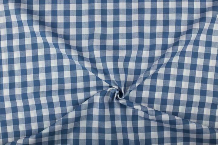 Boerenbont stof indigoblauw wit geruit - 18mm geruit, Hobby en Vrije tijd, Stoffen en Lappen, 120 cm of meer, 200 cm of meer, Blauw