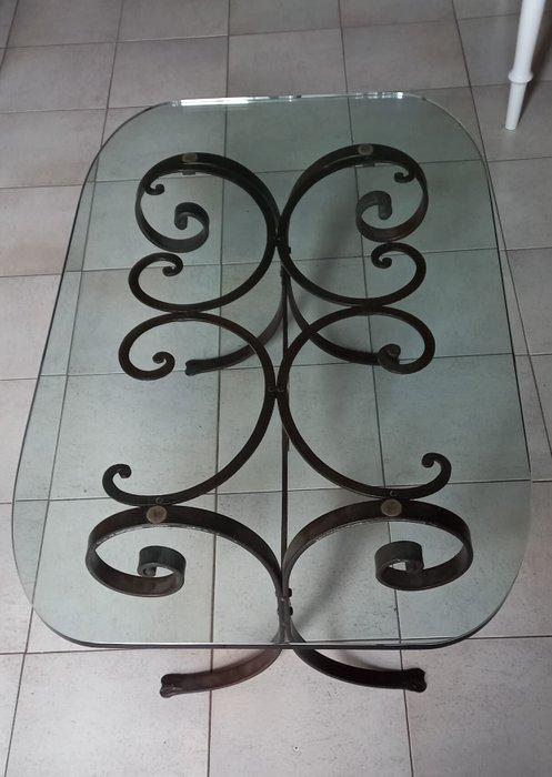 Middentafel - Smeedijzer, Kristal - Tafel van smeedijzer met, Antiek en Kunst, Curiosa en Brocante