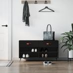 vidaXL Schoenenbank 102x35x55 cm bewerkt hout zwart, Huis en Inrichting, Kasten | Schoenenrekken, Verzenden, Nieuw