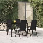vidaXL 5-delige Tuinset poly rattan zwart, Tuin en Terras, 4 zitplaatsen, Nieuw, Tuinset, Verzenden