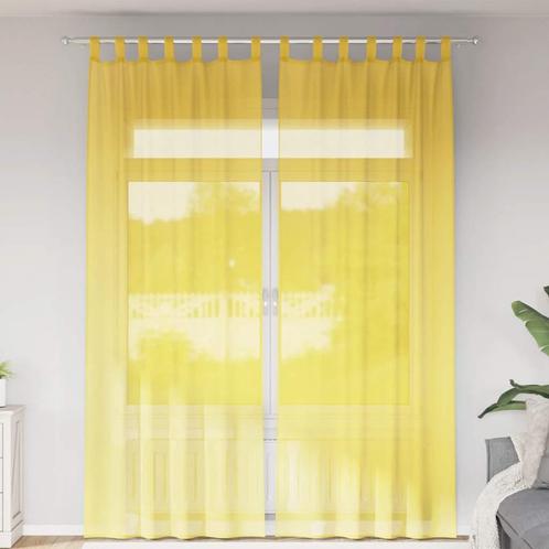 vidaXL Gordijnen met lussen 2 st 140x260 cm geel, Huis en Inrichting, Stoffering | Gordijnen en Lamellen, Nieuw, Verzenden