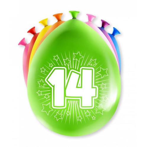 Ballonnen 14 Jaar Meerkleurig 30cm 8st, Hobby en Vrije tijd, Feestartikelen, Nieuw, Verzenden
