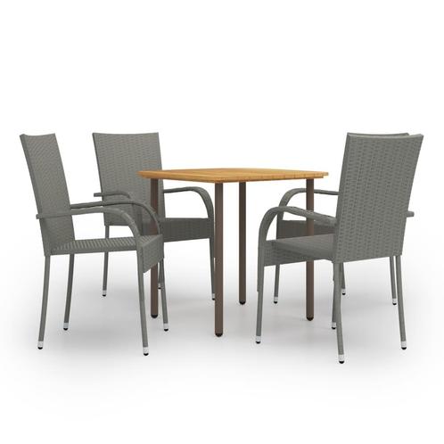 vidaXL 5-delige Tuinset poly rattan grijs, Tuin en Terras, Tuinsets en Loungesets, Tuinset, Nieuw, 4 zitplaatsen, Rotan, Verzenden
