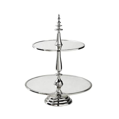 etagere 2 laags Zilver, Huis en Inrichting, Woonaccessoires | Etagères, Nieuw, Ophalen of Verzenden