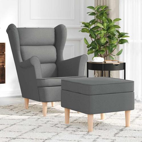 vidaXL Fauteuil met voetenbankje stof donkergrijs, Huis en Inrichting, Fauteuils, Nieuw, Verzenden