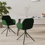 vidaXL Eetkamerstoelen draaibaar 2 st fluweel donkergroen, Verzenden, Nieuw