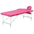 vidaXL Massagetafel inklapbaar 2 zones aluminum roze, Sport en Fitness, Massageproducten, Verzenden, Nieuw