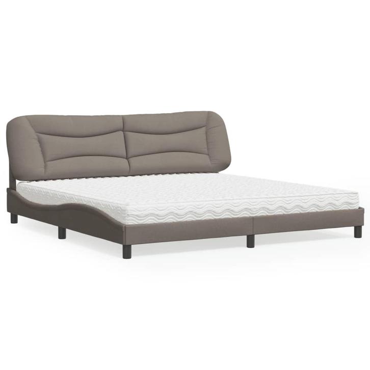 vidaXL Bed met matras Hvar stof taupe 200x200 cm, Huis en Inrichting, Slaapkamer | Bedden, Overige maten, 200 cm, Tweepersoons