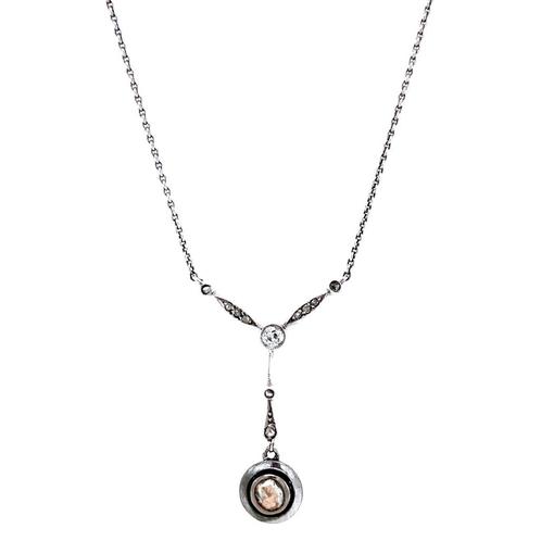 Zilveren collier met diamant hanger 835, Sieraden, Tassen en Uiterlijk, Kettingen, Nieuw, Ophalen of Verzenden