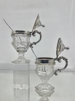 Cut Crystal Mustard / Condiment Set with Spoons - Wolfers -