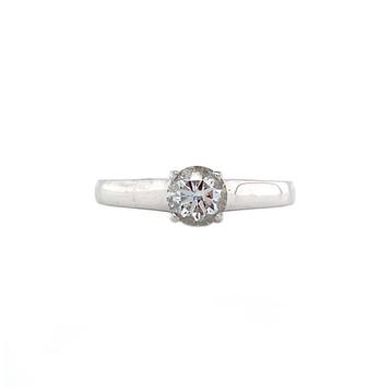 Witgouden vintage solitair ring met diamant 14 krt beschikbaar voor biedingen
