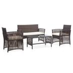 vidaXL 4-delige Loungeset met kussens poly rattan bruin, Verzenden, Nieuw, Rotan, Loungeset