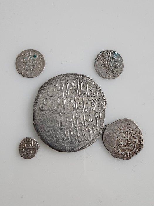 Ottomaanse Rijk. Lot of 5 silver coins (Zonder minimumprijs), Postzegels en Munten, Munten | Azië
