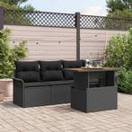 vidaXL Tuin Sofa Set met opslag 5 pcs Zwart Poly riet, Verzenden, Nieuw, Rotan